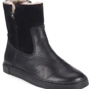 FRYE | Women’s Gemma Leather Shearling Lined Ankle Zip Boot Sneaker Size 8 Black